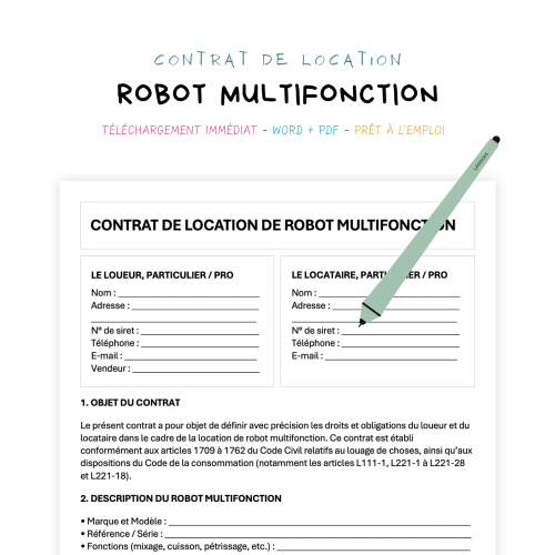Contrat de Location de Robot Multifonction