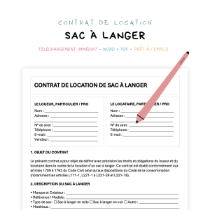 sac à langer Contrat de Location de Sac à Langer