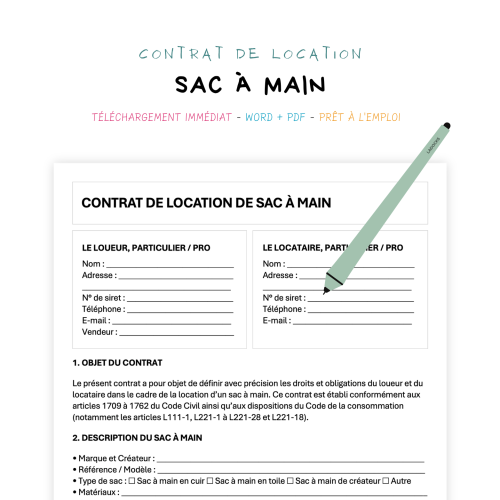 Contrat de Location de Sac à Main
