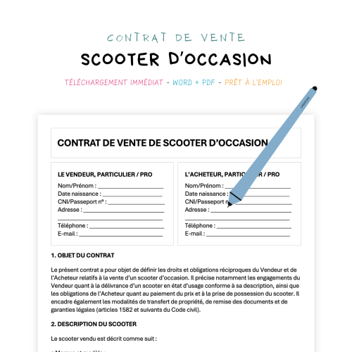 Contrat de Vente de Scooter d’Occasion