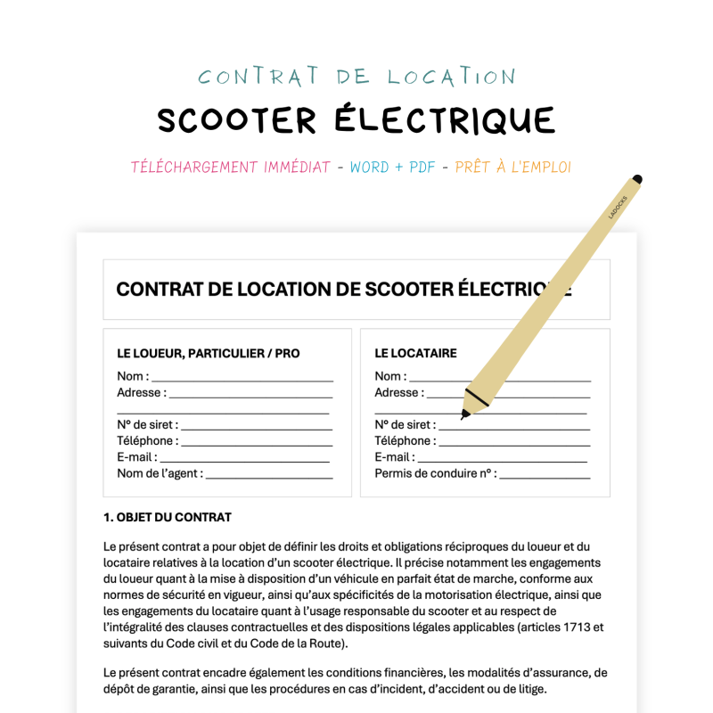 Contrat de Location de Scooter Électrique
