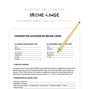 sèche-linge Contrat de Location de Sèche-Linge