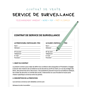 service de surveillance Contrat de Service de Surveillance