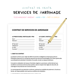 Contrat de Services de Jardinage
