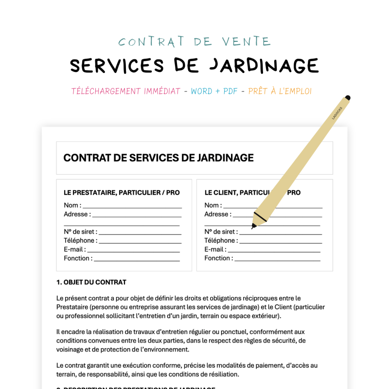 Contrat de Services de Jardinage