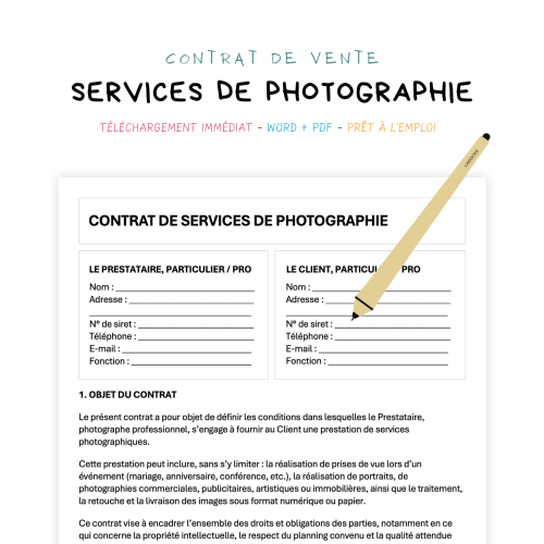 Contrat de Services de Photographie