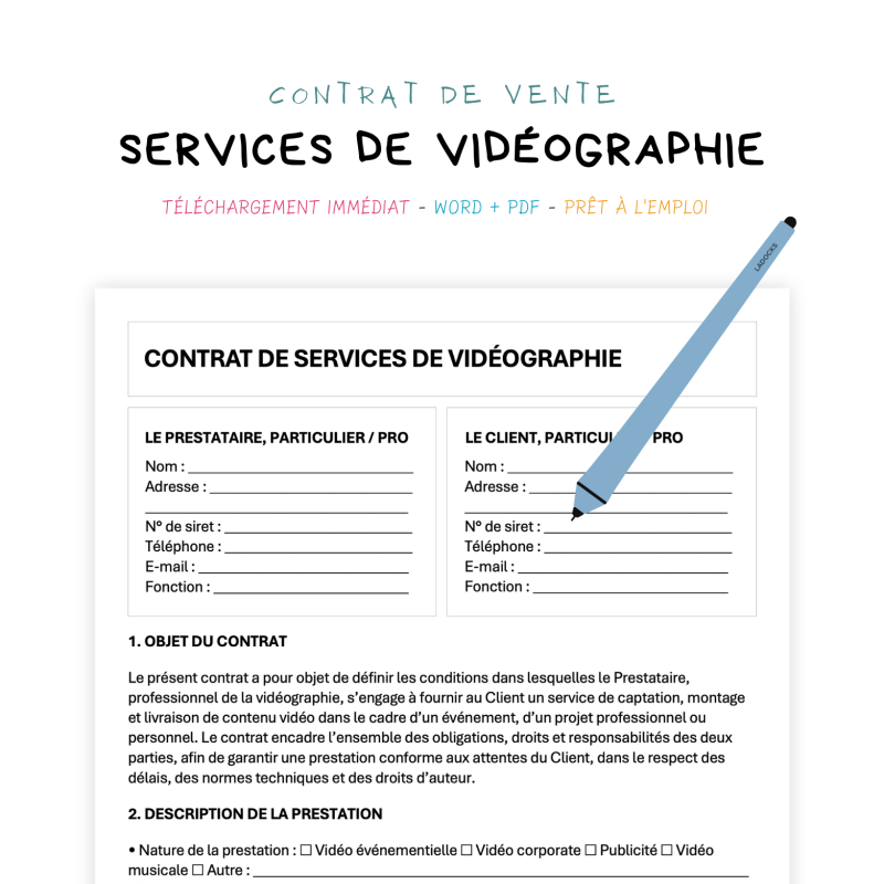 services de vidéographie Contrat de Services de Vidéographie