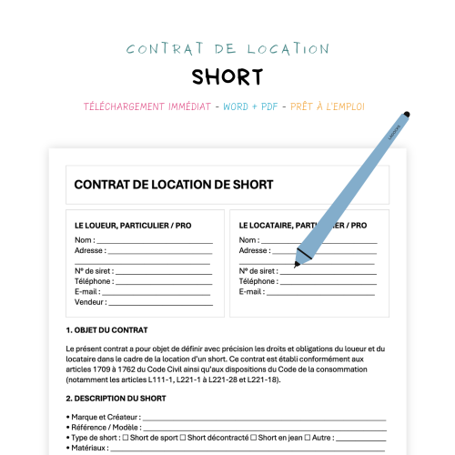 Contrat de Location de Short
