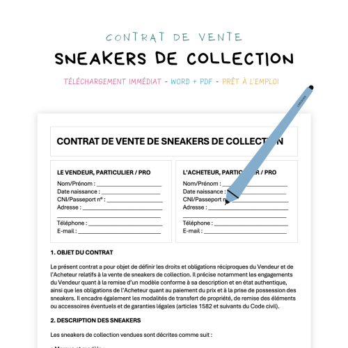 Contrat de Vente de Sneakers de Collection