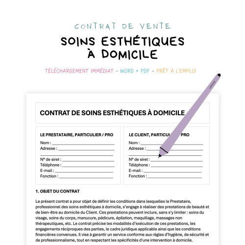 soins esthétiques à domicile Contrat de Soins Esthétiques à Domicile