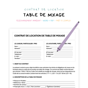 table de mixage Contrat de Location de Table de Mixage