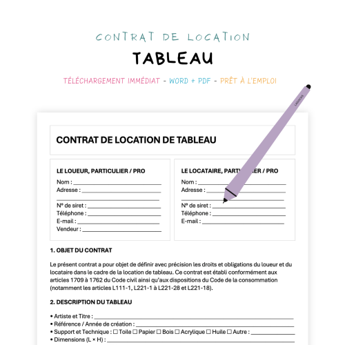 Contrat de Location de Tableau