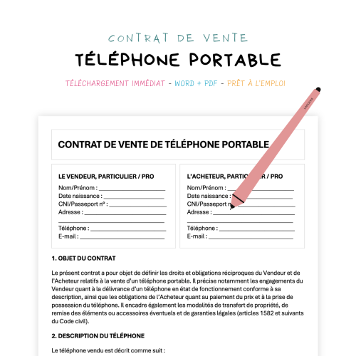 Contrat de Vente de Téléphone Portable
