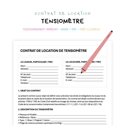Contrat de Location de Tensiomètre
