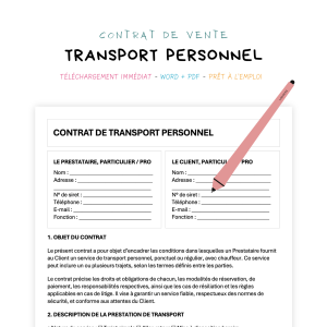 Contrat de Transport Personnel