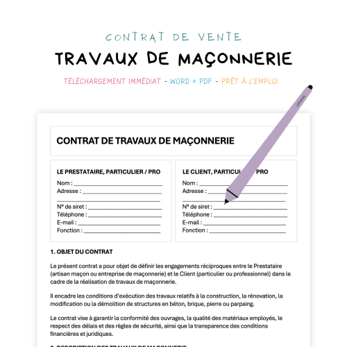 Contrat de Travaux de Maçonnerie