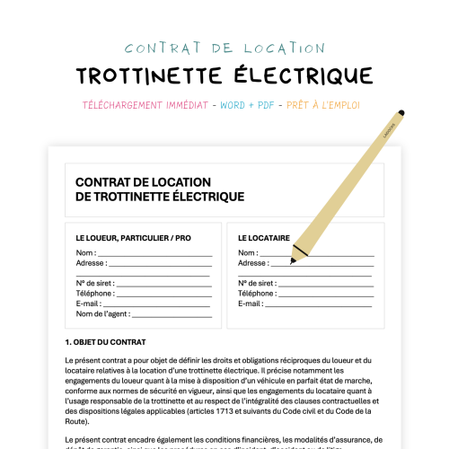 Contrat de Location de Trottinette Électrique