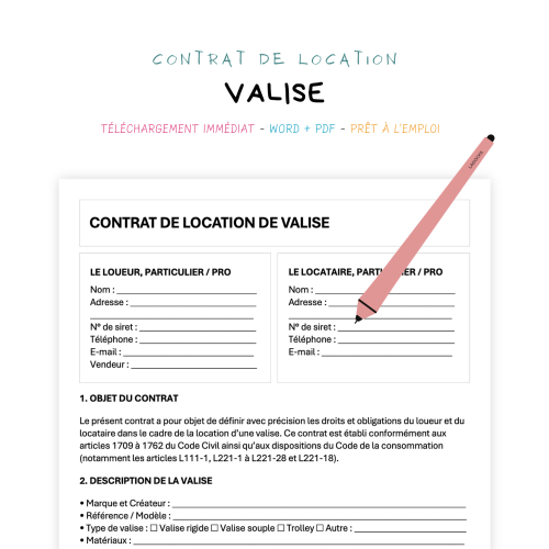 Contrat de Location de Valise
