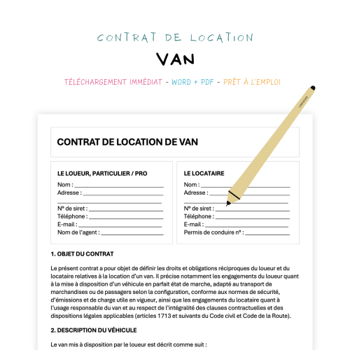 Contrat de Location de Van