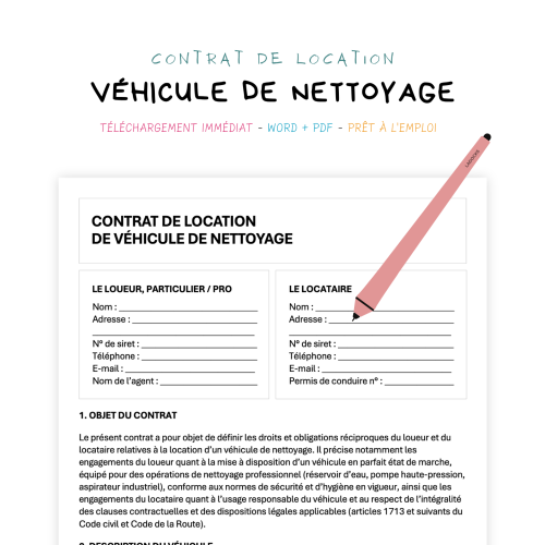 Contrat de Location de Véhicule de Nettoyage