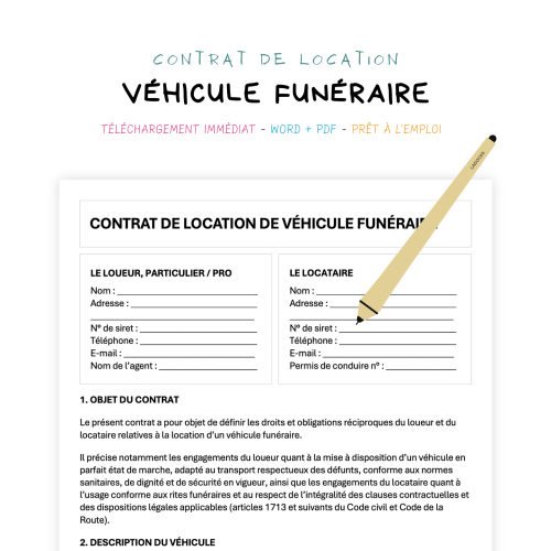 Contrat de Location de Véhicule Funéraire