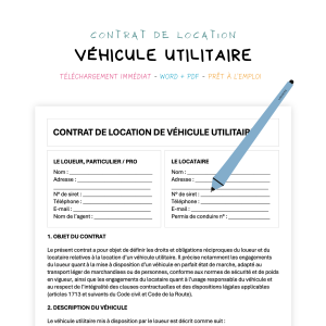 véhicule utilitaire Contrat de Location de Véhicule Utilitaire
