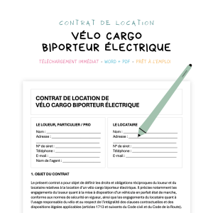 vélo cargo biporteur électrique Contrat de Location de Vélo Cargo Biporteur Électrique