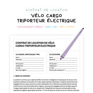 vélo cargo triporteur électrique Contrat de Location de Vélo Cargo Triporteur Électrique