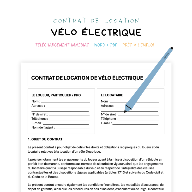 Contrat de Location de Vélo Électrique