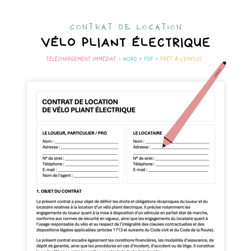 Contrat de Location de Vélo Pliant Électrique