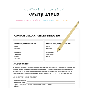 ventilateur Contrat de Location de Ventilateur