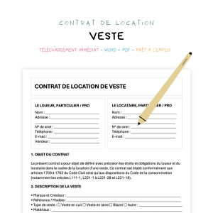 veste Contrat de Location de Veste