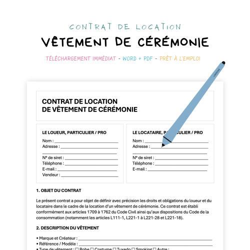 Contrat de Location de Vêtements de Cérémonie