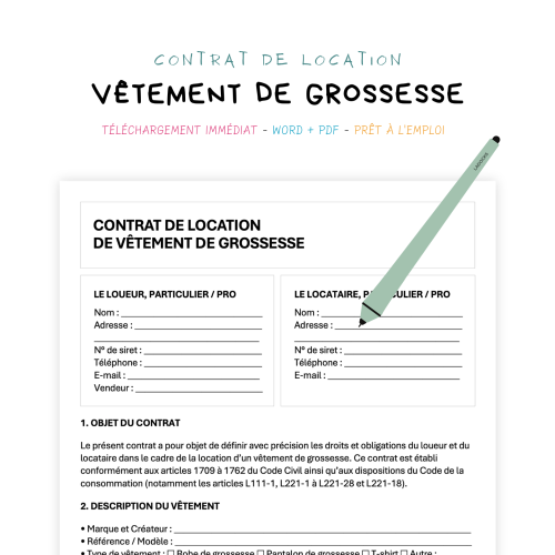 Contrat de Location de Vêtements de Grossesse