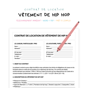 vêtement de hip hop Contrat de Location de Vêtement Hip-Hop