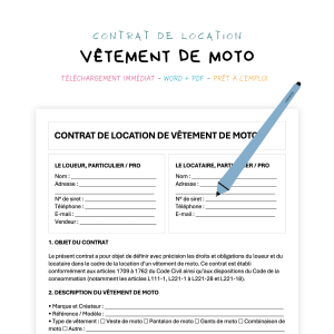 vêtement de moto Contrat de Location de Vêtements de Moto