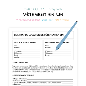 vêtement en lin Contrat de Location de Vêtements en Lin