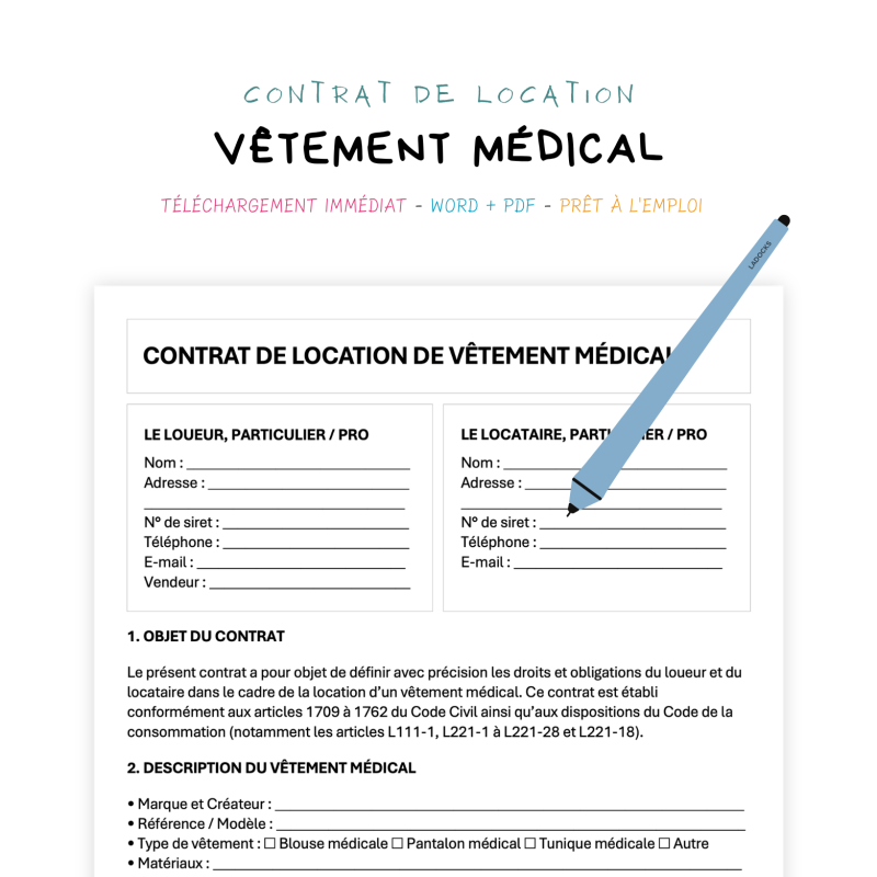 vêtement médical Contrat de Location de Vêtement Médical