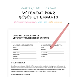 Contrat de Location de Vêtements pour Bébés et Enfants