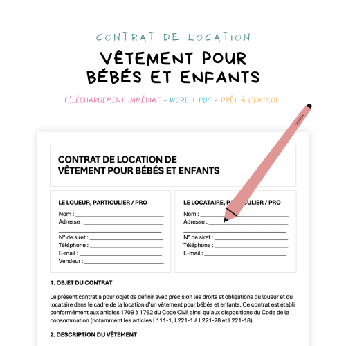 Contrat de Location de Vêtements pour Bébés et Enfants