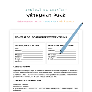 vêtement punk Contrat de Location de Vêtement Punk