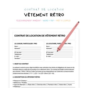 vêtement rétro Contrat de Location de Vêtement Rétro