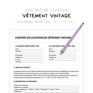 vêtement vintage Contrat de Location de Vêtements Vintage
