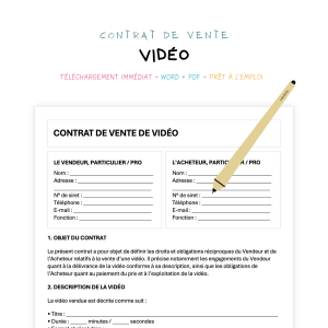 Contrat de Vente de Vidéo
