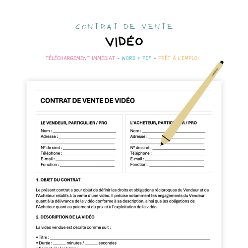 Contrat de Vente de Vidéo