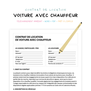 voiture avec chauffeur Contrat de Location de Voiture avec Chauffeur