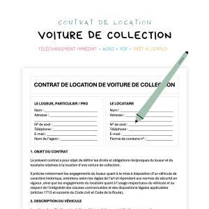 Contrat de Location de Voiture de Collection