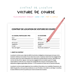 Contrat de Location de Voiture de Course