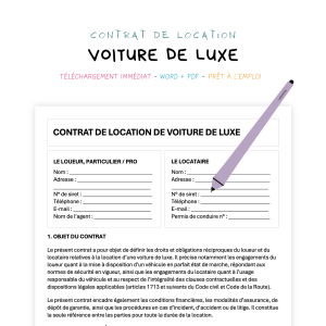 voiture de luxe Contrat de Location de Voiture de Luxe