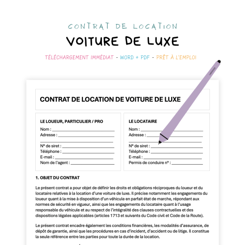 Contrat de Location de Voiture de Luxe